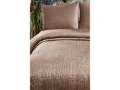 Velica Çift Kişilik Kadife Yatak Örtüsü Cappucino thumbnail 7