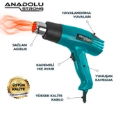 Anadolustrong ANS1010 Sıcak Hava Tabancası 2000W Kademeli Otomatik Korumalı Aksesuar Hediyeli - 2