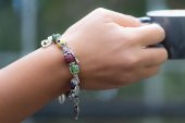 Renkli Nazar Boncuklu Swarovski Lav Taşlı Doğal Taş Charm Bileklik Lastikli Bilezik - 4