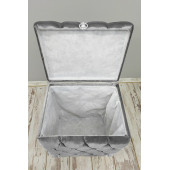 Kapitone Mdf Gri Renk 3'lü Kirli Çamaşır Sepeti Banyo Seti - 4