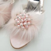 İnci Taşlı Topuklu Bayan Çeyiz Terliği Pudra Renk - 5