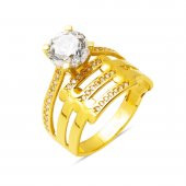 14 Ayar Altın Kaburgalı Tektaş Yüzük thumbnail 1