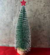 Yıldızlı Masa üstü Çam ağacı - 25 cm, Karlı  Kütük Üzeri Mini Çam Ağacı thumbnail 5