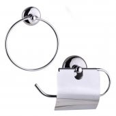 Yuvarlak Havluluk ve Geniş Kapaklı Kağıt Havluluk - 2li Set - Banyo Aksesuar Seti - 1