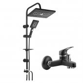 On2 Armatür Lüx Siyah Tepe Robot Duş Seti ve Siyah Banyo Bataryası Modern ve Şık Tasarım - 1