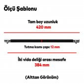 Çekmece Mutfak Dolap Kulpu Kulbu 384 mm Siyah Krom Metal Kulp - 2