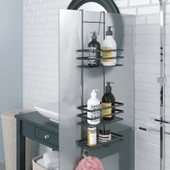 TEKNOTEL ÜÇ KATLI ASMALI BANYO DUŞ RAFI MAT SİYAH LM580 - 1