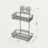 TEKNOTEL DELME VİDA MATKAP YOK! VAKUMLU İKİ KATLI BANYO RAFI MAT SİYAH DM242 - 3