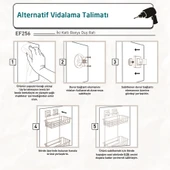 TEKNOTEL DELME VİDA MATKAP YOK! easyFIX YAPIŞKANLI İKİ KATLI BANYO RAFI MAT SİYAH EF256 - 5