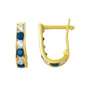 14 Ayar Altın Mavi Taşlı Çocuk Küpesi - 1