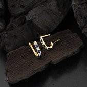 14 Ayar Altın Mavi Taşlı Çocuk Küpesi - 4