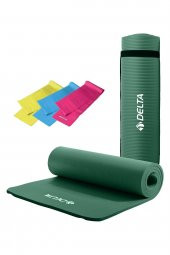Delta Konfor Zemin 10 Mm Taşıma Askılı Pilates Minderi 3'lü Pilates Bandı Egzersiz Direnç Lastiği - 1