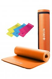 Delta Konfor Zemin 10 Mm Taşıma Askılı Pilates Minderi 3lü Pilates Bandı Egzersiz Direnç Lastiği - 1