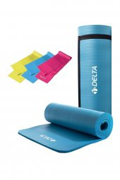 Delta Konfor Zemin 15 Mm Taşıma Askılı Pilates Minderi 3lü Pilates Bandı Egzersiz Direnç Lastiği - 1