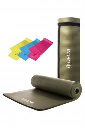 Delta Konfor Zemin 15 Mm Taşıma Askılı Pilates Minderi 3lü Pilates Bandı Egzersiz Direnç Lastiği - 1