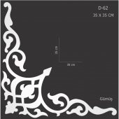 D-62 Gümüş 35 x 35 cm Sibu Aynalı Pleksi Mobilya Dolap Süsü - 1