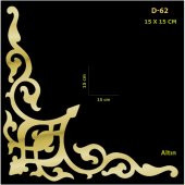 D-62 Altın 15 x 15 cm Sibu Aynalı Pleksi Mobilya Dolap Süsü - 1