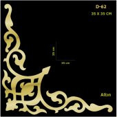 D-62 Altın 35 x 35 cm Sibu Aynalı Pleksi Mobilya Dolap Süsü - 1