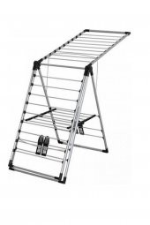 Siyah Kurutmalık Çamaşır Kurutma Askılığı Kalın Borulu Mandal Sepetlı - 1