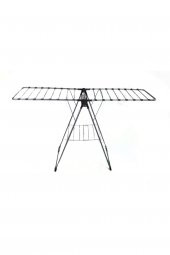 Siyah Kurutmalık Çamaşır Kurutma Askılığı Kalın Borulu Mandal Sepetlı - 2