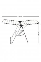 Siyah Kurutmalık Çamaşır Kurutma Askılığı Kalın Borulu Mandal Sepetlı Pra-187291-7637 - 2