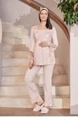 Mecit 5015 Bayan Hamile Lohusa Pudra Dantelli Pijama Takımı - 4