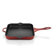 Schafer Guss Chef Döküm Kare Kızartma Tavası 28x28 Cm-Kırmızı - 6