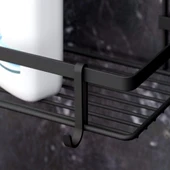 TEKNOTEL İKİ KATLI KANCALI BANYO RAFI SİYAH ES067H - 12