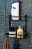 TEKNOTEL İKİ KATLI KANCALI BANYO RAFI SİYAH ES067H - 6