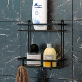 TEKNOTEL İKİ KATLI KANCALI BANYO RAFI SİYAH ES067H - 1