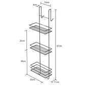 TEKNOTEL ÜÇ KATLI ASMALI DUŞAKABİN RAFI MAT SİYAH LM066 - 2