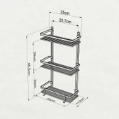 TEKNOTEL 3KATLI KANCALI BANYO RAFI MAT SİYAH ES065H - 5
