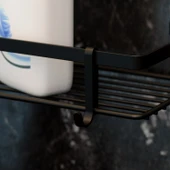 TEKNOTEL 3KATLI KANCALI BANYO RAFI MAT SİYAH ES065H - 2