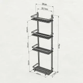 TEKNOTEL DÖRT KATLI KANCALI BANYO RAFI SİYAH ES060H - 5