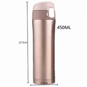 Kilit Sistemli Sızdırmaz 304 Paslanmaz Çelik 450 Ml Çift Katmanlı Termos BPA İçermez FLYON-887GOLD - 4