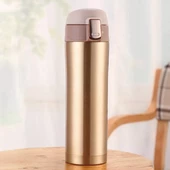 Kilit Sistemli Sızdırmaz 304 Paslanmaz Çelik 450 Ml Çift Katmanlı Termos BPA İçermez FLYON-887GOLD - 1