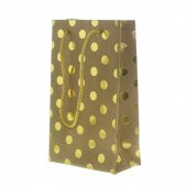 5 Adet 10x17cm Altın Puanlı Kraft Karton Çanta - 1