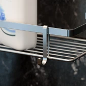 TEKNOTEL İKİ KATLI LAMALI BANYO RAFI KANCALI KROM ES067H - 2
