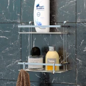 TEKNOTEL İKİ KATLI LAMALI BANYO RAFI KANCALI KROM ES067H - 1