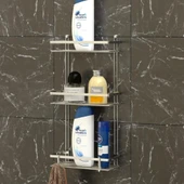 TEKNOTEL ÜÇ KATLI LAMALI BANYO RAFI KANCALI KROM ES065H - 1