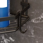 TEKNOTEL İKİ KATLI KANCALI BANYO KÖŞE RAFI MAT SİYAH ES075H - 2