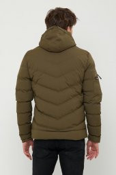 Erkek Haki Kapüşonlu Şişme Su Ve Rüzgar Geçirmez Cep Detaylı İçi Kürklü Kapüşonlu Mont/Ceket/Kaban/Parka - 6
