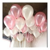 Metalik Balon Pembe- Beyaz 10 Adet - 1