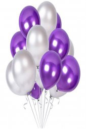 Mor Gri Karışık Metalik Sedefli Balon 25 Adet - 1