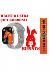 Samsung Galaxy M22 Uyumlu Akıllı Saat Wacht 8 Ultra ÇİFT KORDONLU Konuşma Ve Müzik Özellikli thumbnail 1