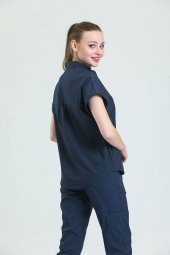 SANEM- Kadın Likralı Koyu Gri Üniforma Üst thumbnail 2