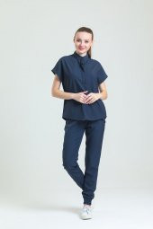 SANEM- Kadın Likralı Koyu Gri Üniforma Takımı thumbnail 1