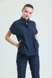 SANEM- Kadın Likralı Koyu Gri Üniforma Üst thumbnail 1