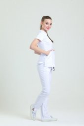 Wio Uniform FREESIA- Kadın Likralı Beyaz Üniforma Takımı - 3