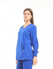 Wio Uniform TULİP Kadın Likralı Tesettür Royal Mavi Üniforma Üst thumbnail 1